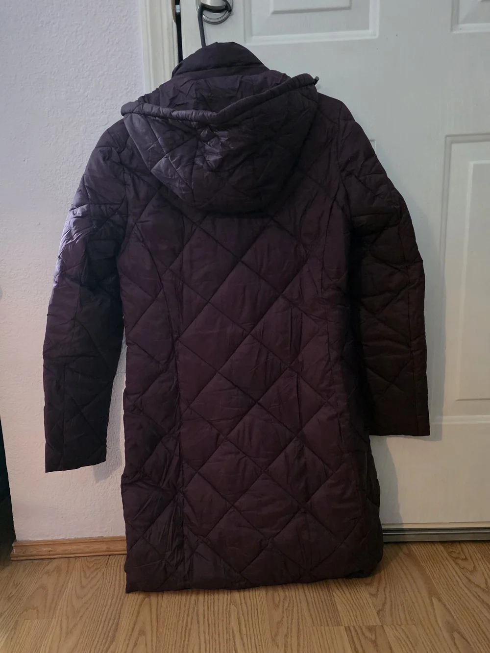 Michael Kors Small  Hooded Quilted Long Puffer Coat - Plum